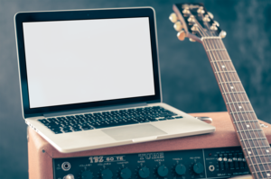 MacBook Pro on guitar amplifier mockup